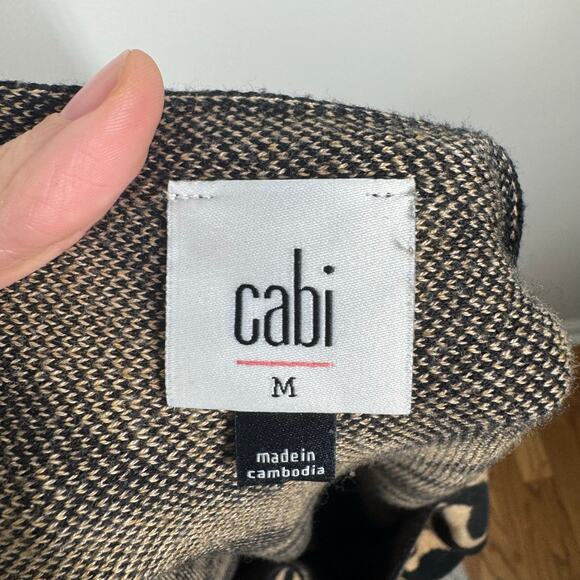 Cabi Sweater Women Size M Black Brown Zebra Print Long Sleeve Modest Career Work - Picture 6 of 6